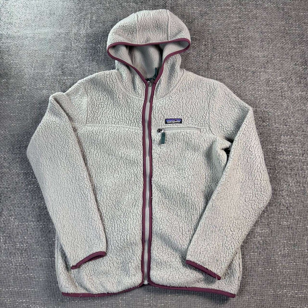 Patagonia Retro Pile Fleece Hoody Womens Medium Gray Full Zip Jacket